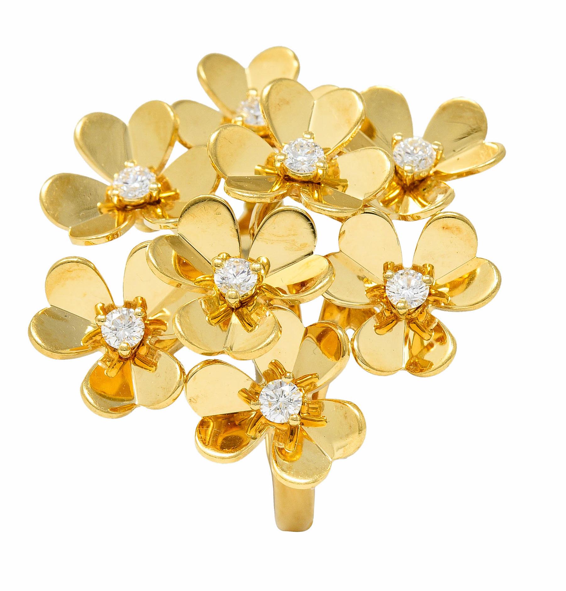 Van Cleef & Arpels Diamond 18 Karat Gold French 8 Flower Frivole Cluster Ring 6