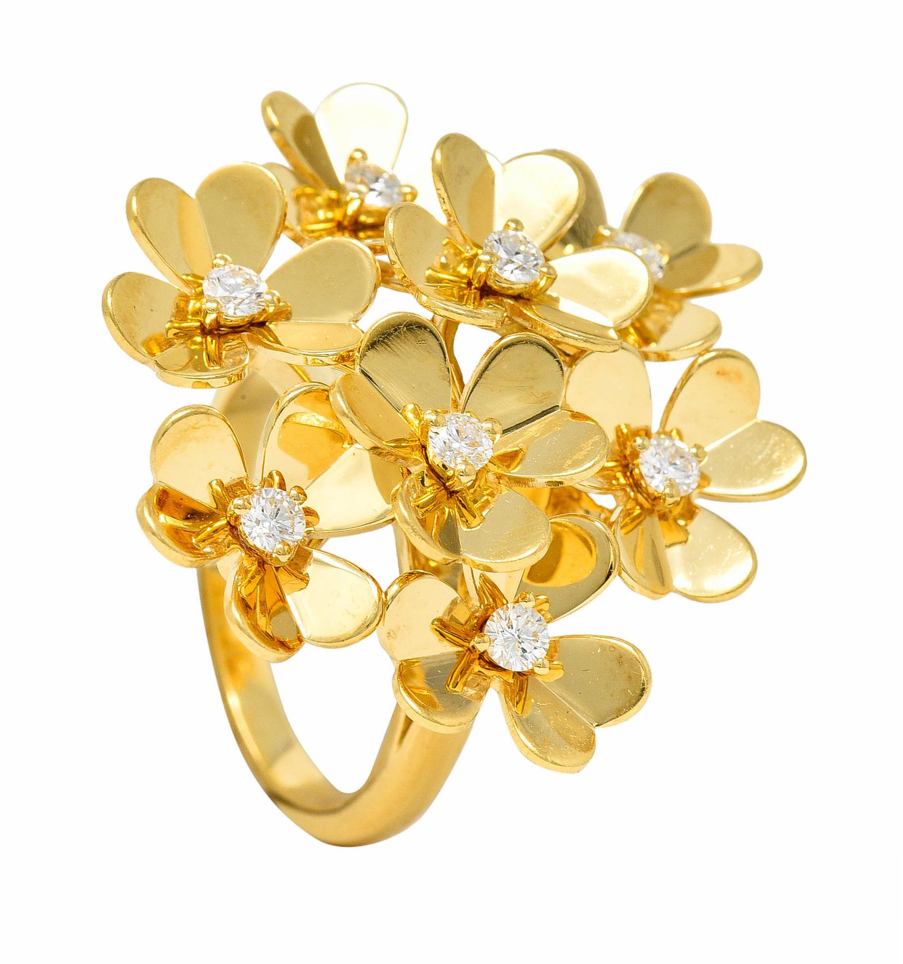 Van Cleef & Arpels Diamond 18 Karat Gold French 8 Flower Frivole Cluster Ring 7