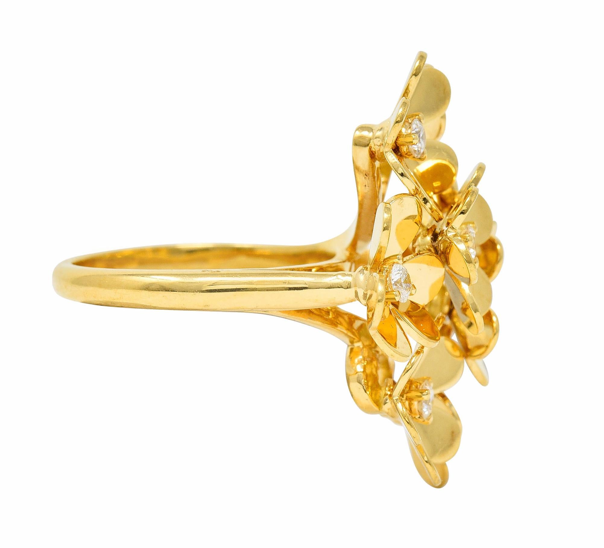 Contemporary Van Cleef & Arpels Diamond 18 Karat Gold French 8 Flower Frivole Cluster Ring