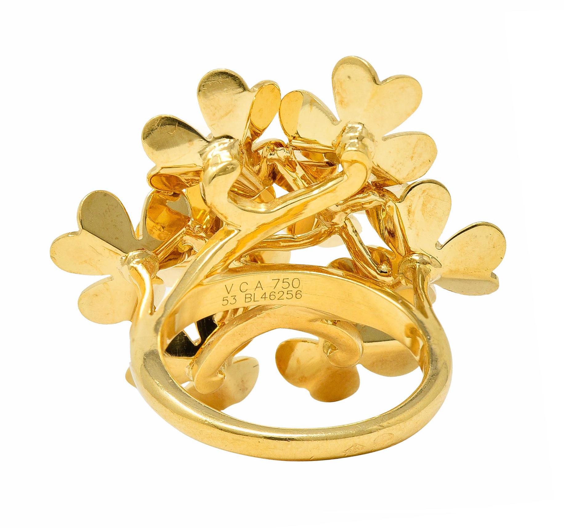 Brilliant Cut Van Cleef & Arpels Diamond 18 Karat Gold French 8 Flower Frivole Cluster Ring