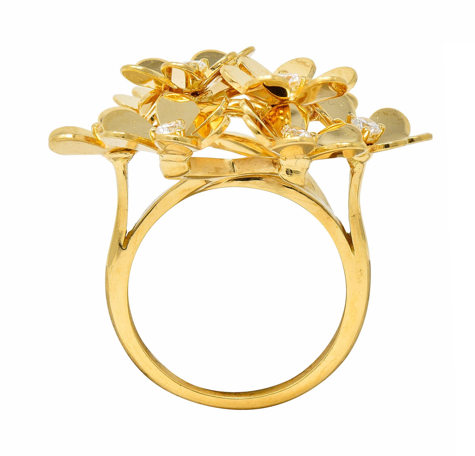 Van Cleef & Arpels Diamond 18 Karat Gold French 8 Flower Frivole Cluster Ring 2