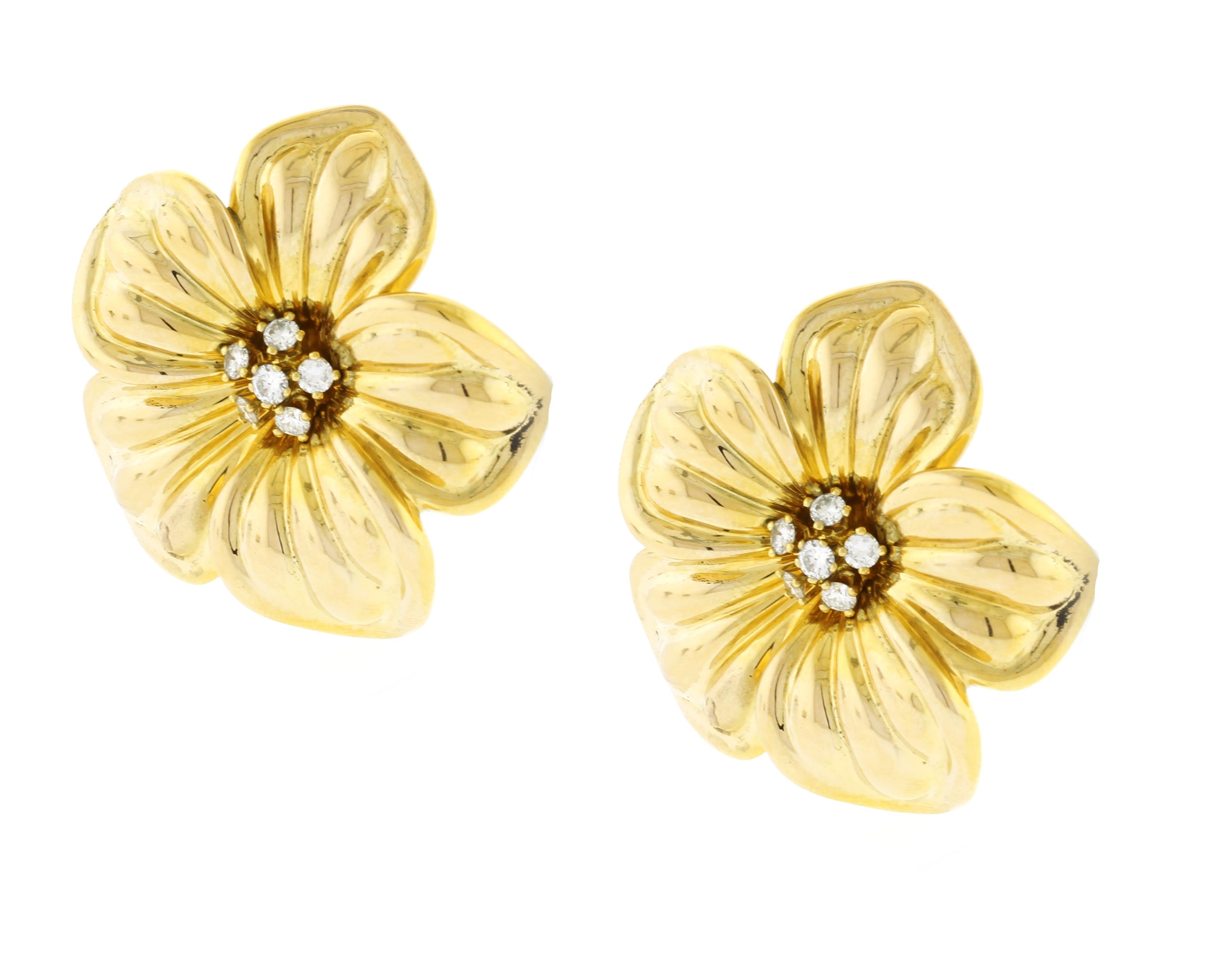 gold magnolia earrings