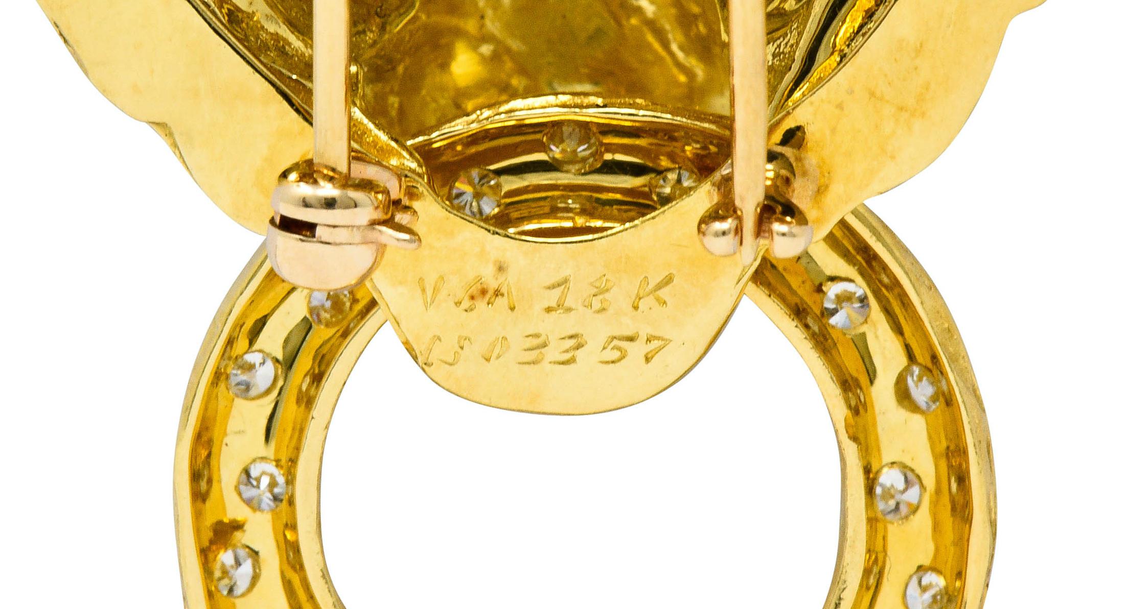 Van Cleef & Arpels Diamond 18 Karat Gold Lion Doorknocker Brooch 1