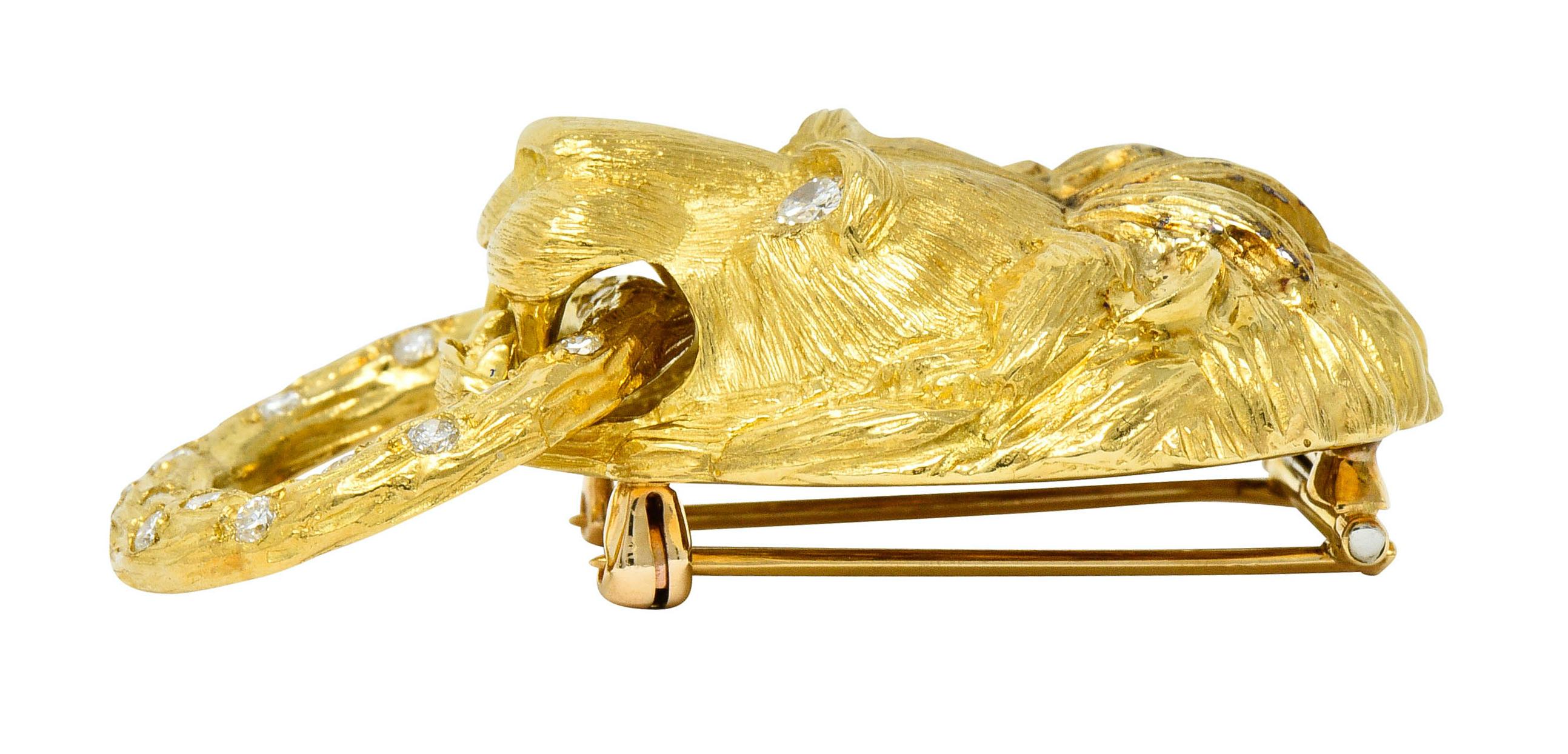 Van Cleef & Arpels Diamond 18 Karat Gold Lion Doorknocker Brooch 3