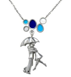 Van Cleef & Arpels Diamond 18 Karat Lapis White Gold Romance a Paris Necklace