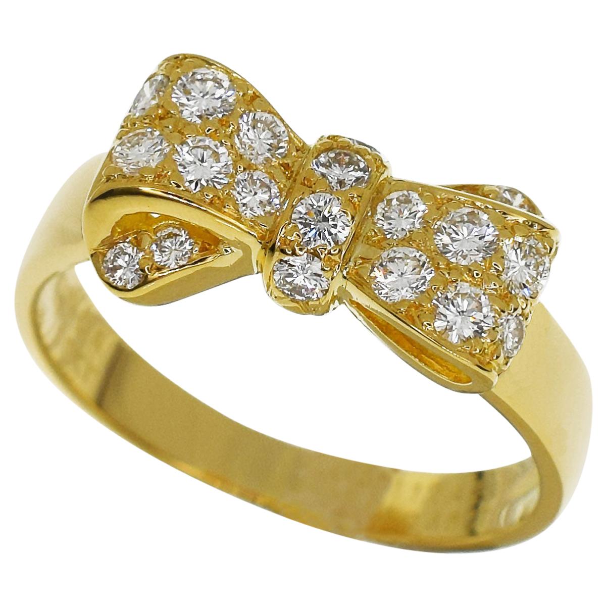 Van Cleef & Arpels Diamond 18 Karat Yellow Gold Alice Bow Ribbon Ring