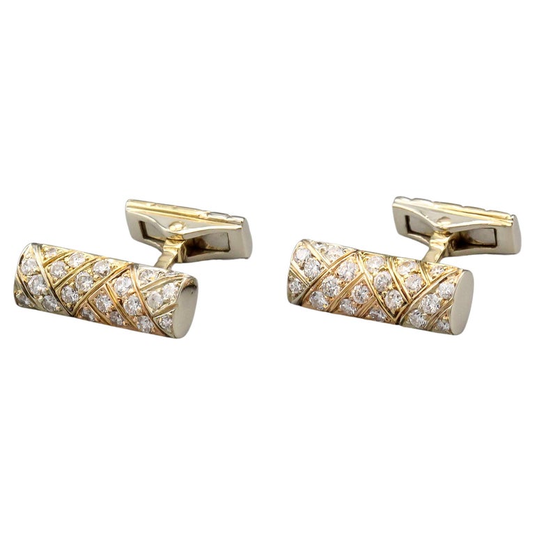Van Cleef & Arpels Diamond 18k 2-Tone Gold Bar Cufflinks  For Sale
