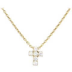 Van Cleef & Arpels Diamond 18k Gold Cross Pendant Necklace