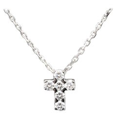 Van Cleef & Arpels Diamond 18k White Gold Cross Pendant Necklace
