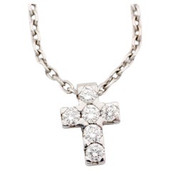 Vintage Van Cleef & Arpels Diamond 18K White Gold Cross Pendant Necklace