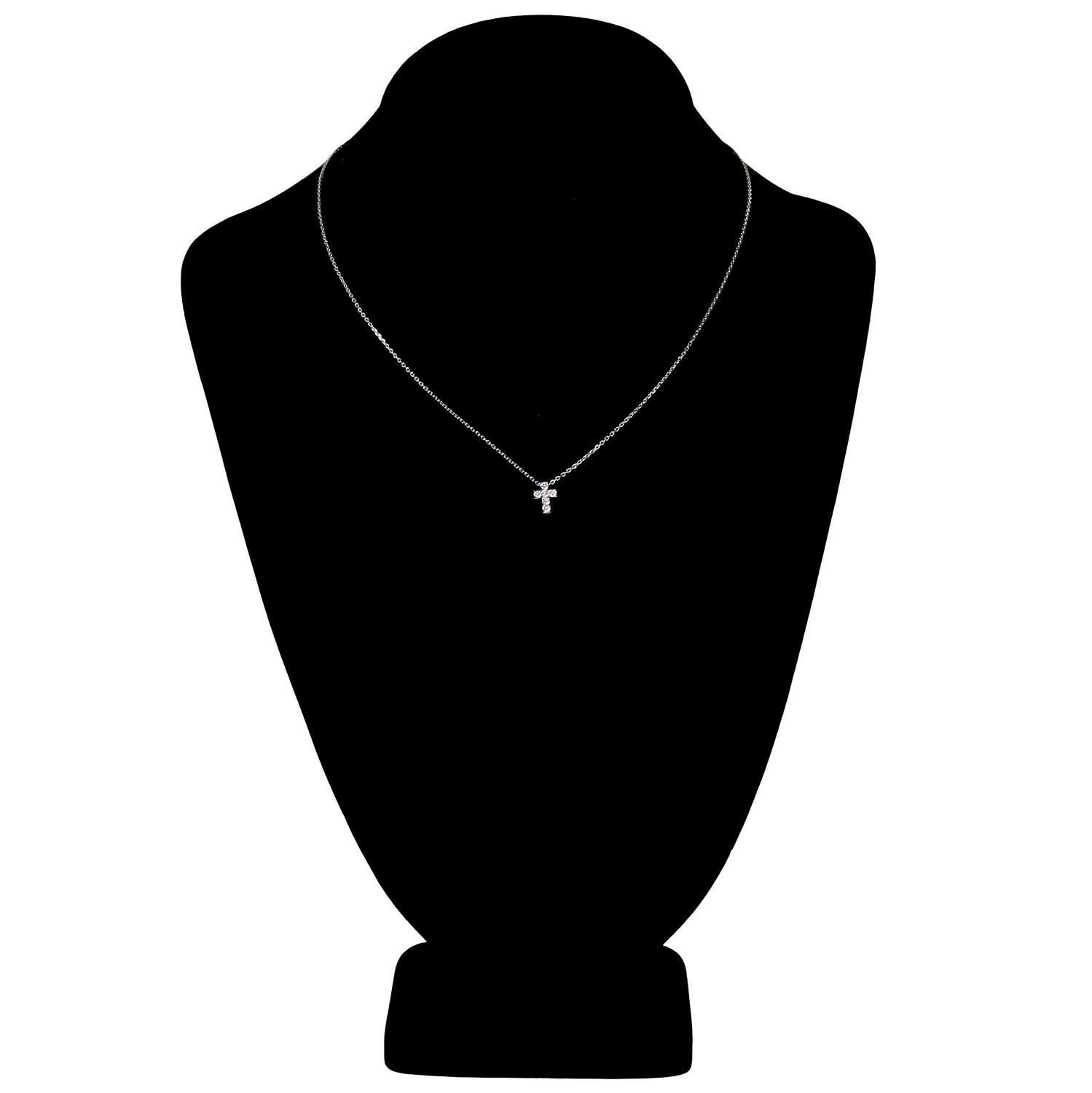 VAN CLEEF & ARPELS Diamant-Mini-Kreuz-Halskette aus 18 Karat Weißgold im Zustand „Hervorragend“ in New York, NY