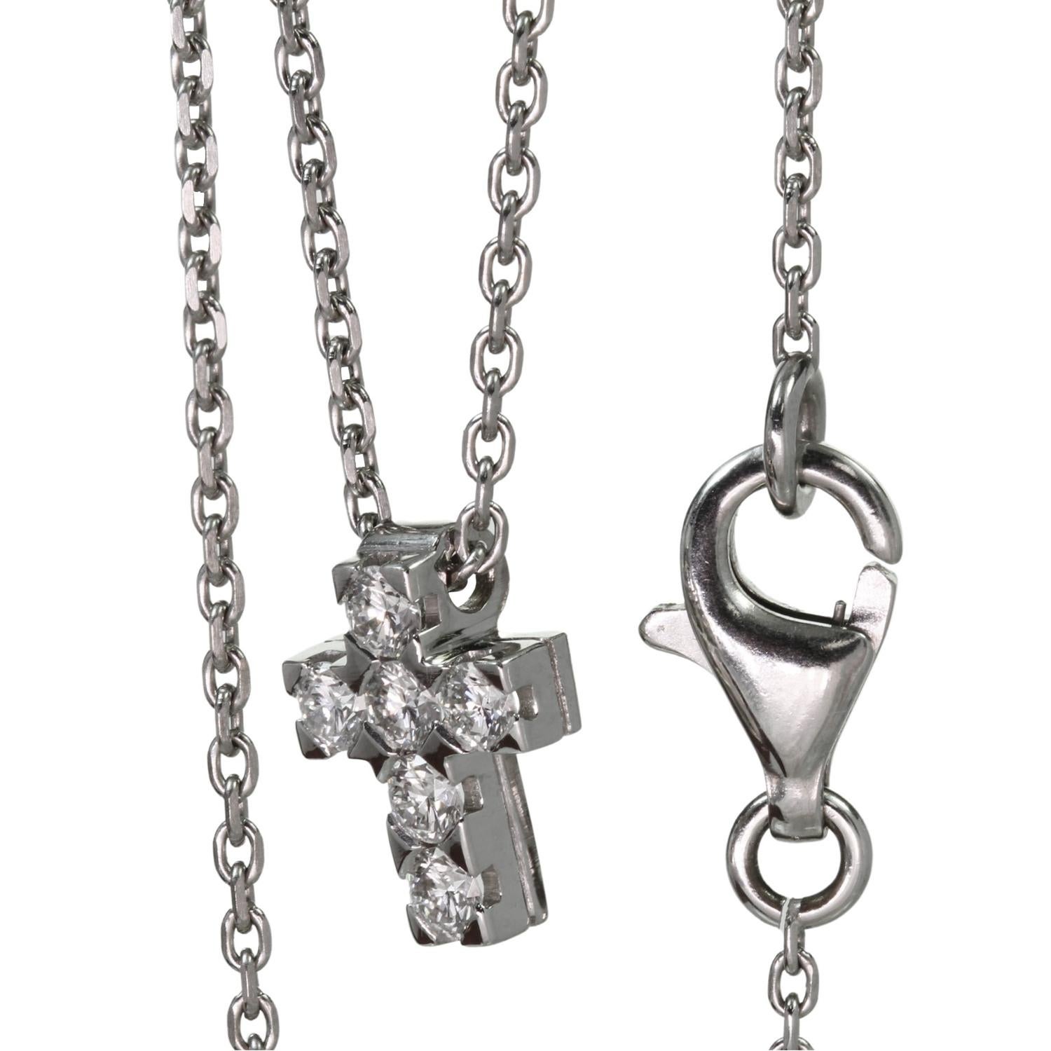 VAN CLEEF & ARPELS Diamant-Mini-Kreuz-Halskette aus 18 Karat Weißgold 1