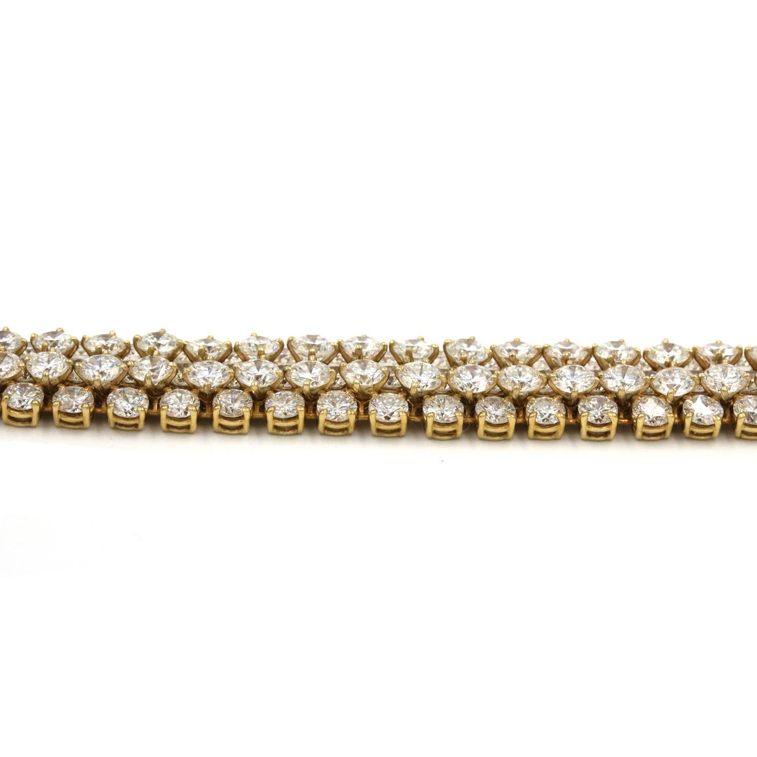 Round Cut Van Cleef & Arpels  A Cheval Diamond 18K Yellow Gold Bracelet For Sale