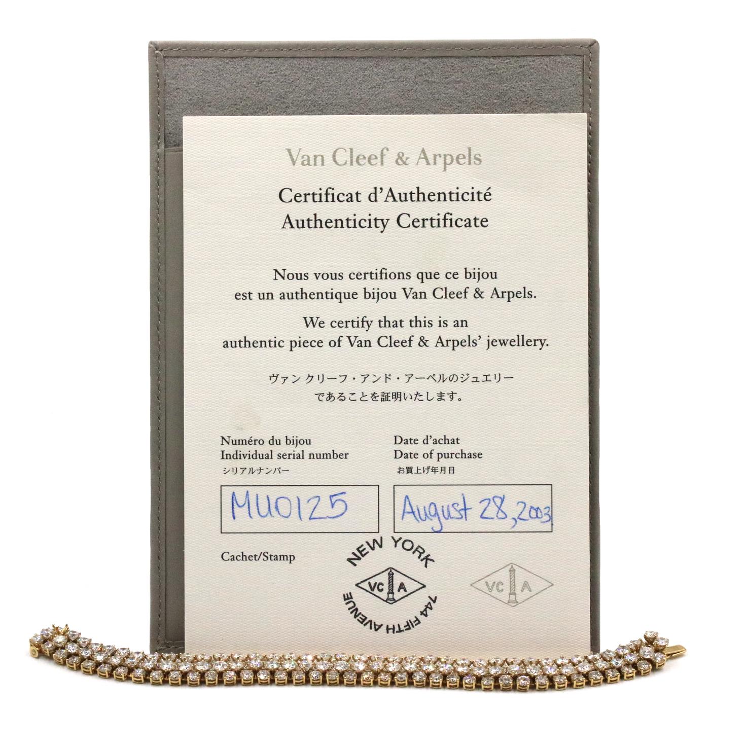 Round Cut Van Cleef & Arpels  A Cheval Diamond 18K Yellow Gold Bracelet For Sale