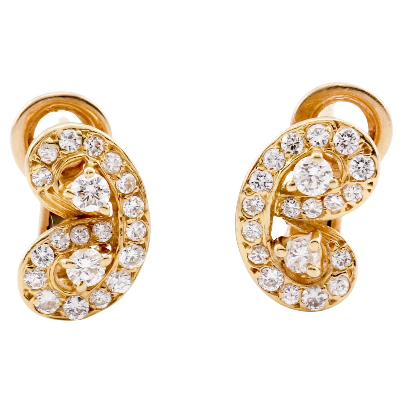 Van Cleef & Arpels Diamond 18K Yellow Gold Butterfly Earrings For Sale