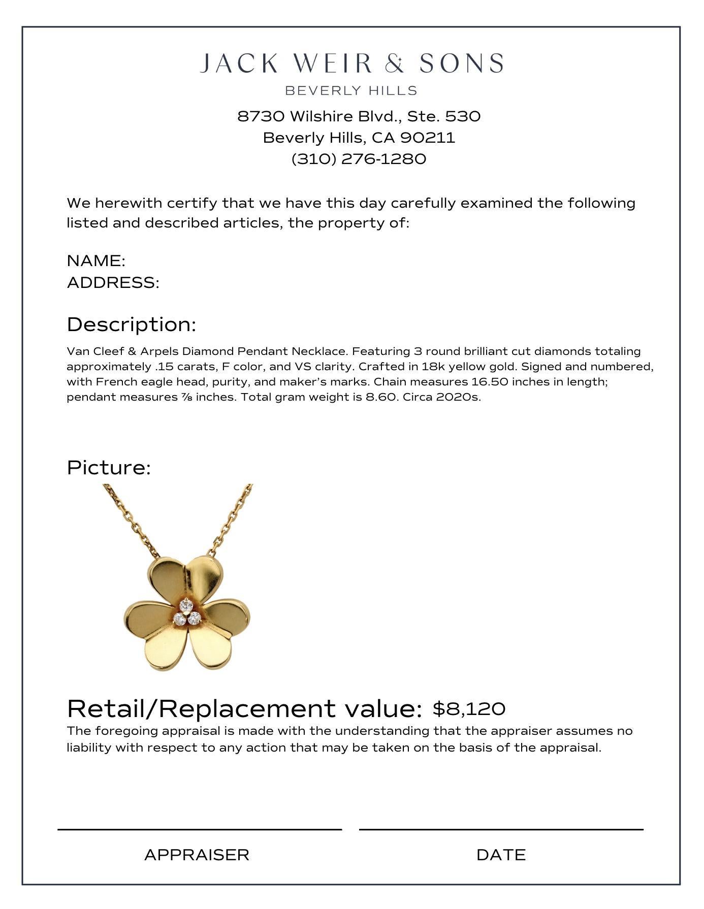 Brilliant Cut Van Cleef & Arpels diamond 18k yellow gold Frivole large model necklace