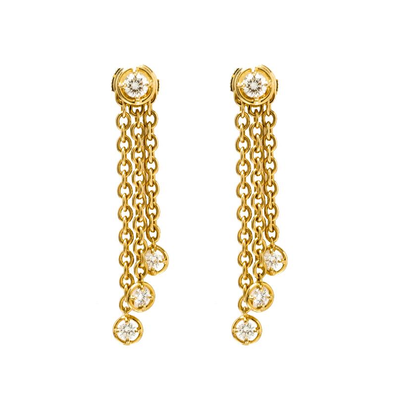 Van Cleef & Arpels Diamond & 18k Yellow Gold Long Tassel Earrings