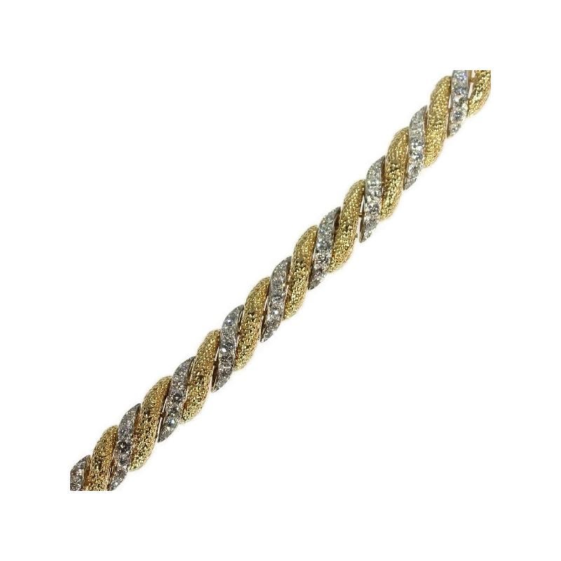 Modern Van Cleef & Arpels Diamond 6.30 Carat 18 Karat Yellow Gold Braided Bracelet