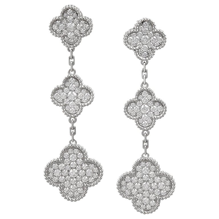 Van Cleef & Arpels Diamond Alhambra Earrings