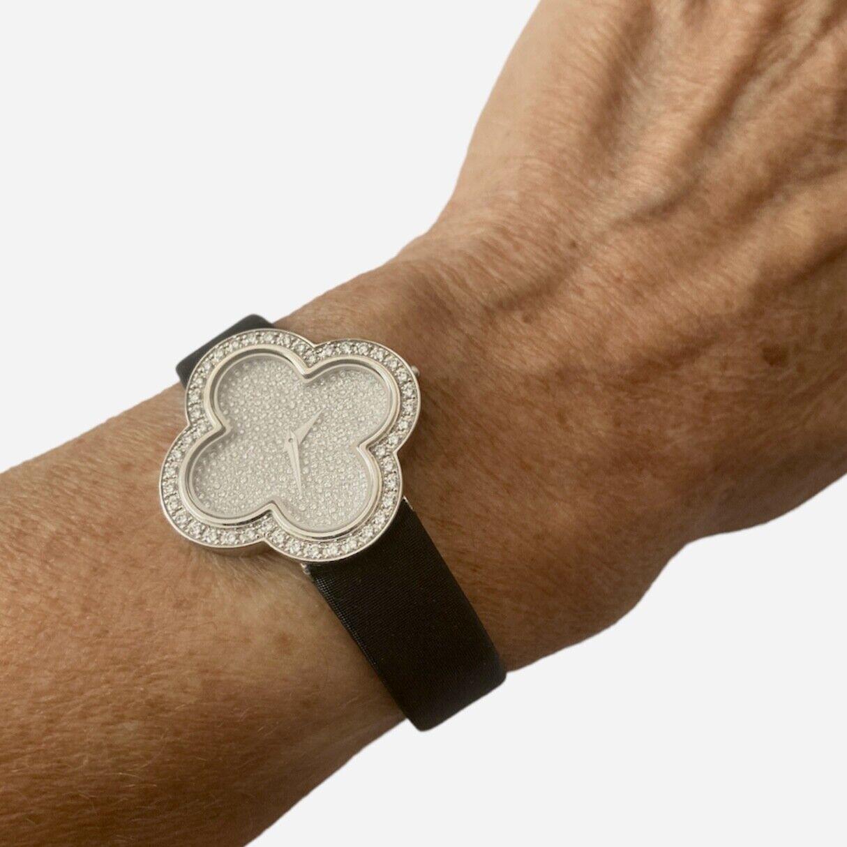 Van Cleef & Arpels Diamond Alhambra Medium Model Wristwatch 4