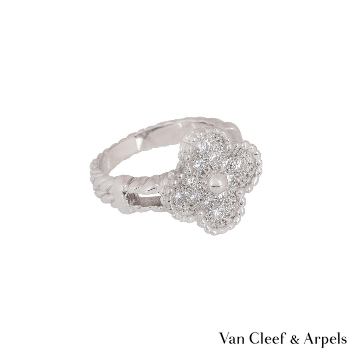 Van Cleef & Arpels Diamond Alhambra Ring In Excellent Condition In London, GB
