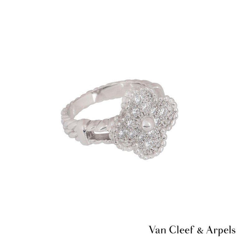 Van Cleef and Arpels Diamond Alhambra Ring at 1stDibs
