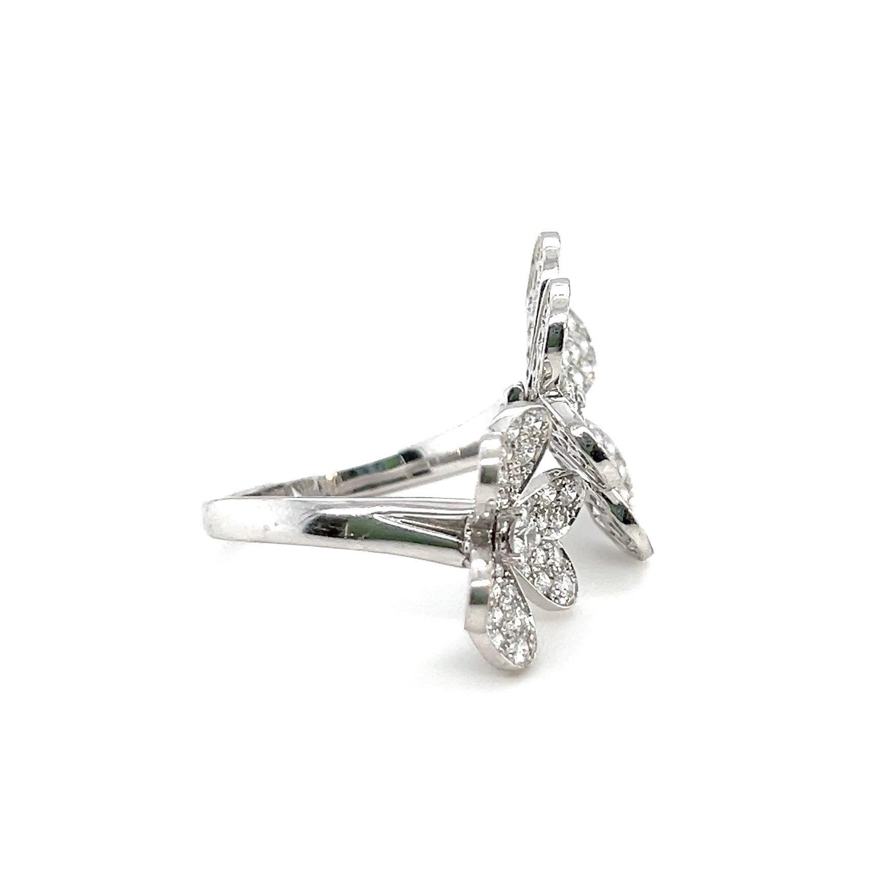 Van Cleef & Arpels Diamond and 18 Karat White Gold Frivole Ring For Sale 4