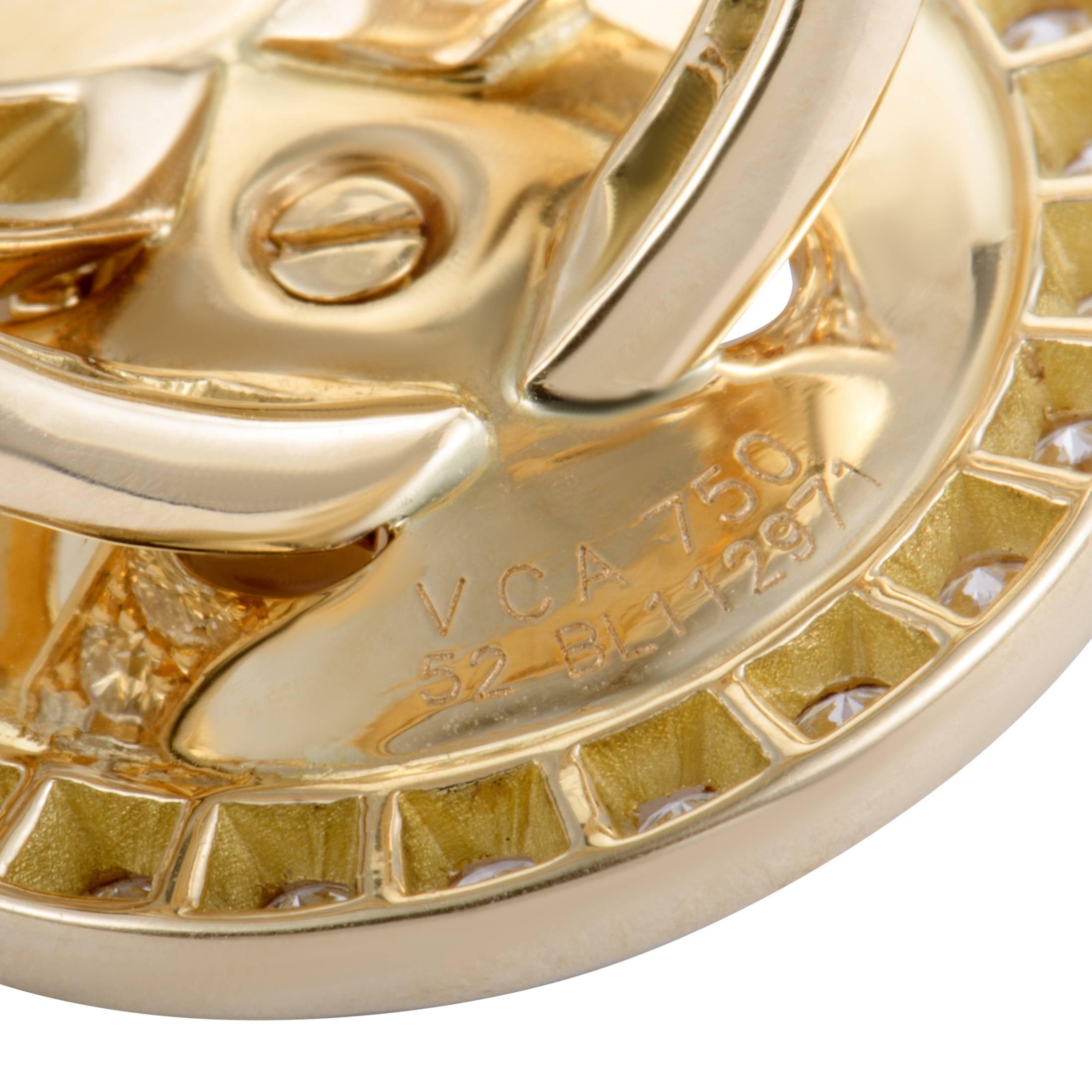 Women's Van Cleef & Arpels Diamond and 18 Karat Yellow Gold Button Ring
