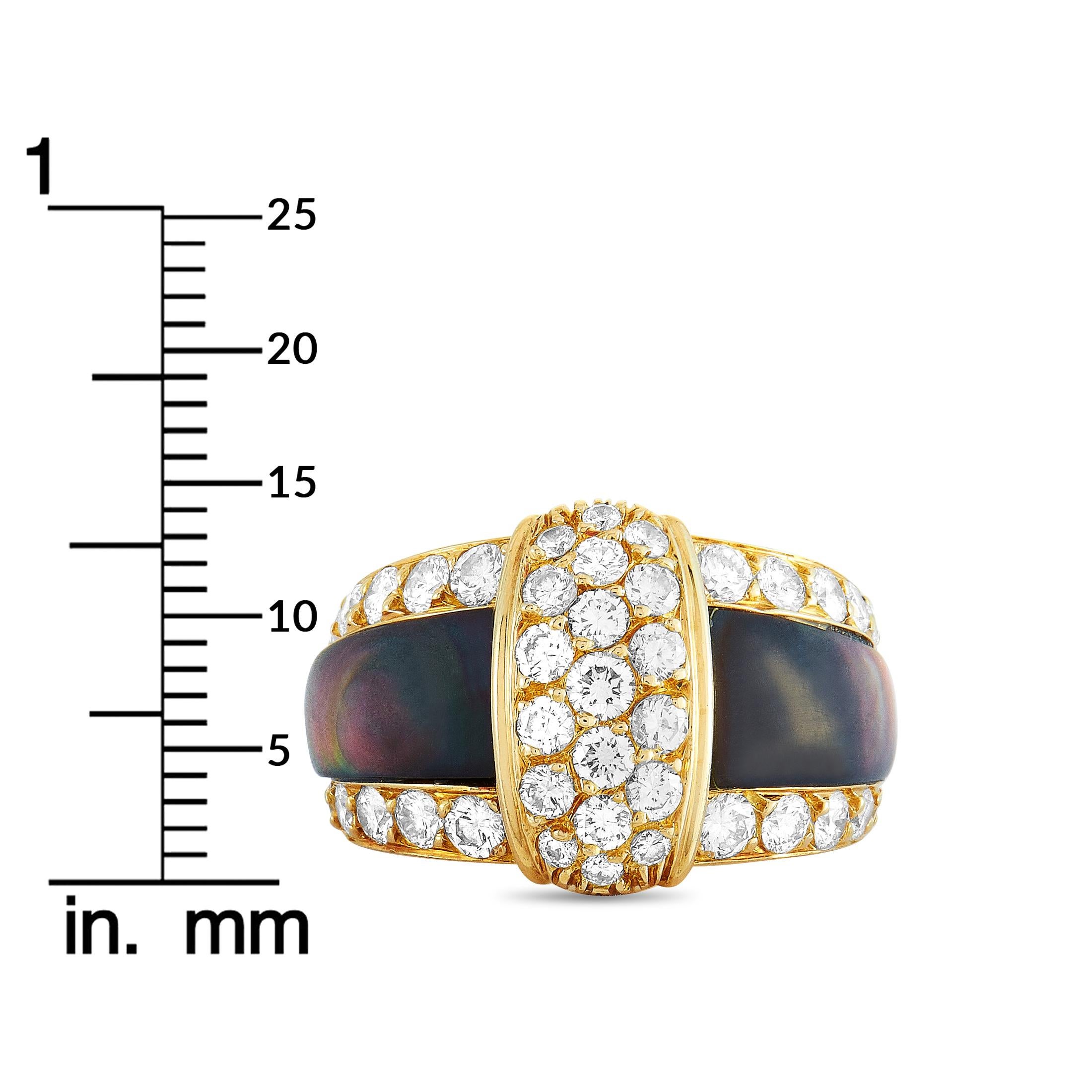 Van Cleef & Arpels Diamond and Black Mother of Pearl Band Ring 4