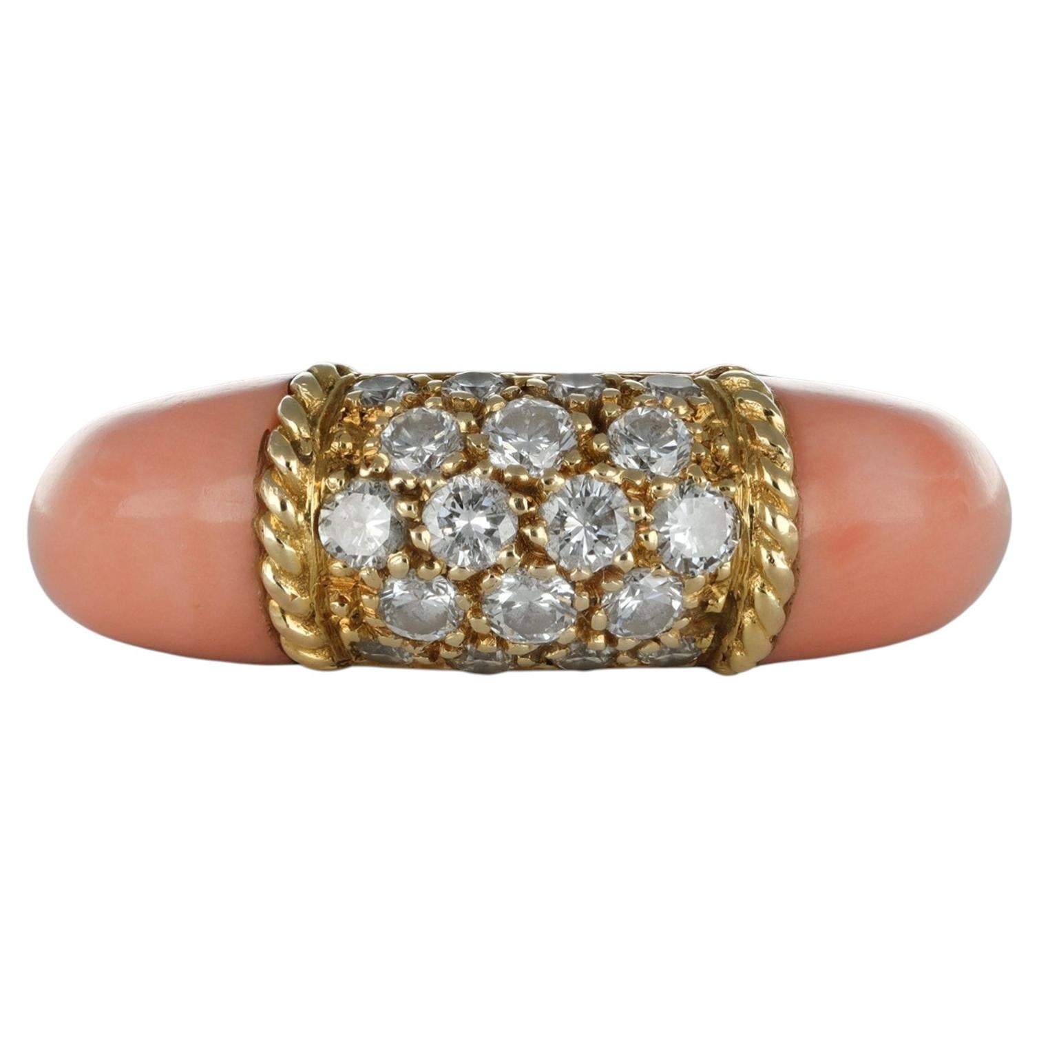 Van Cleef & Arpels diamond and coral 'Philippine' ring, French, circa 1970. For Sale