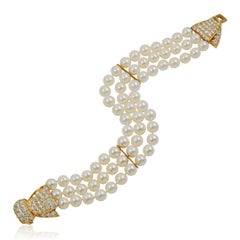 Van Cleef & Arpels Bracelet à diamants et perles de culture