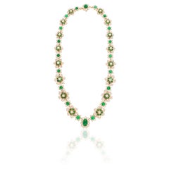 VAN CLEEF & ARPELS Diamond and Emerald Necklace with Detachable Brooch