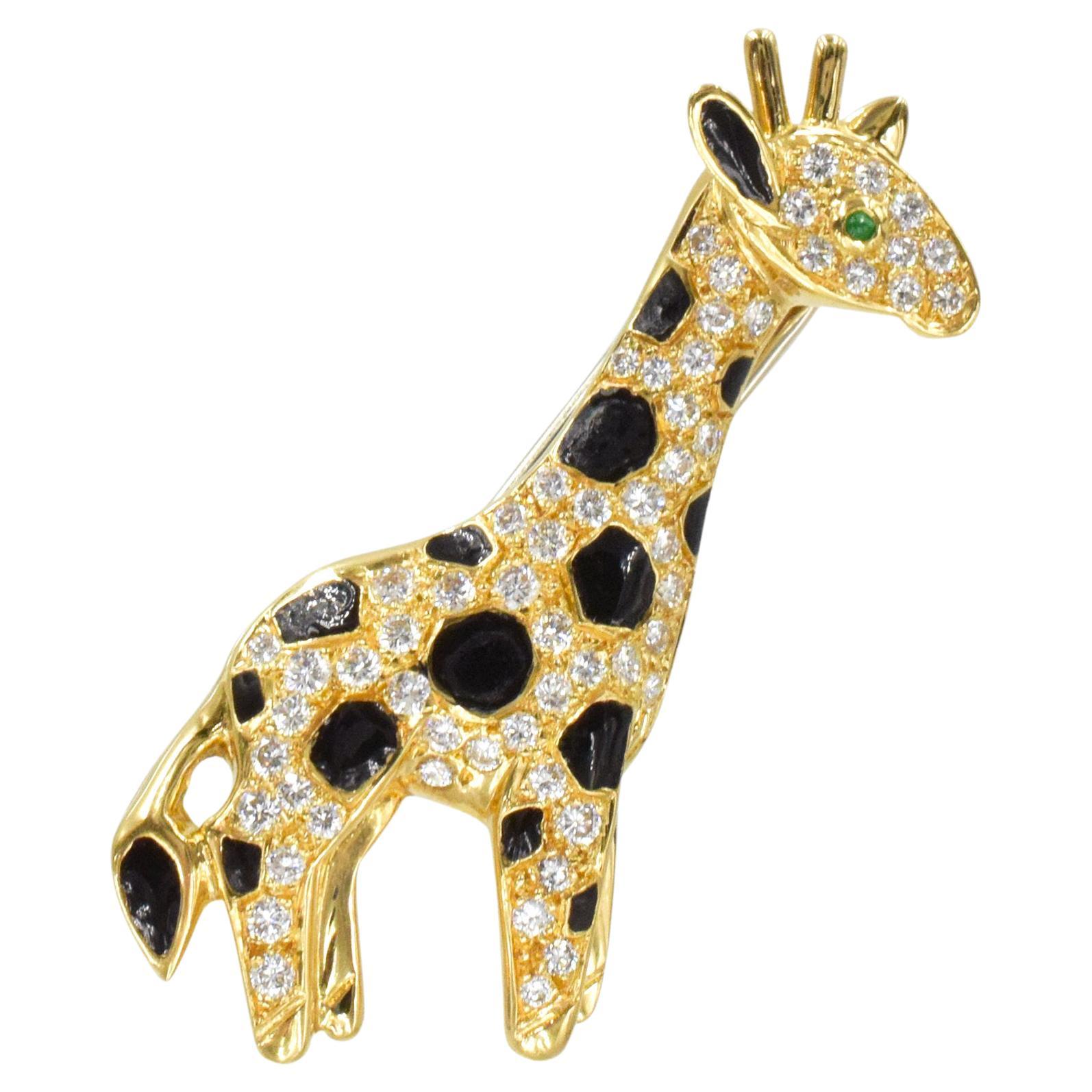 Van Cleef & Arpels Diamond and Enamel Giraffe Brooch