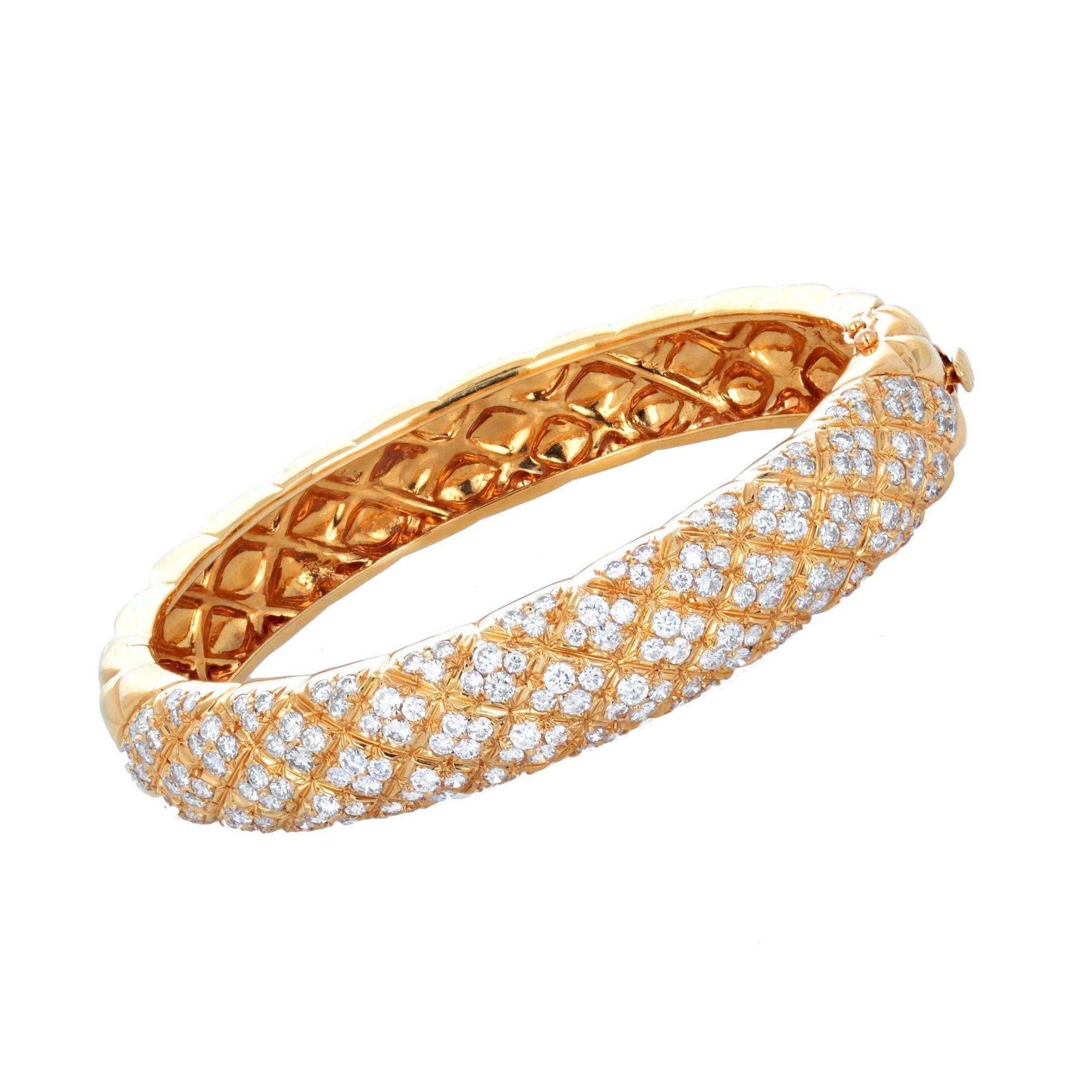Van Cleef & Arpels Diamond and Gold Bangle Bracelet, French