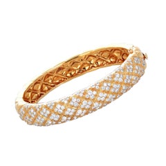 Retro Van Cleef & Arpels Diamond and Gold Bangle Bracelet, French