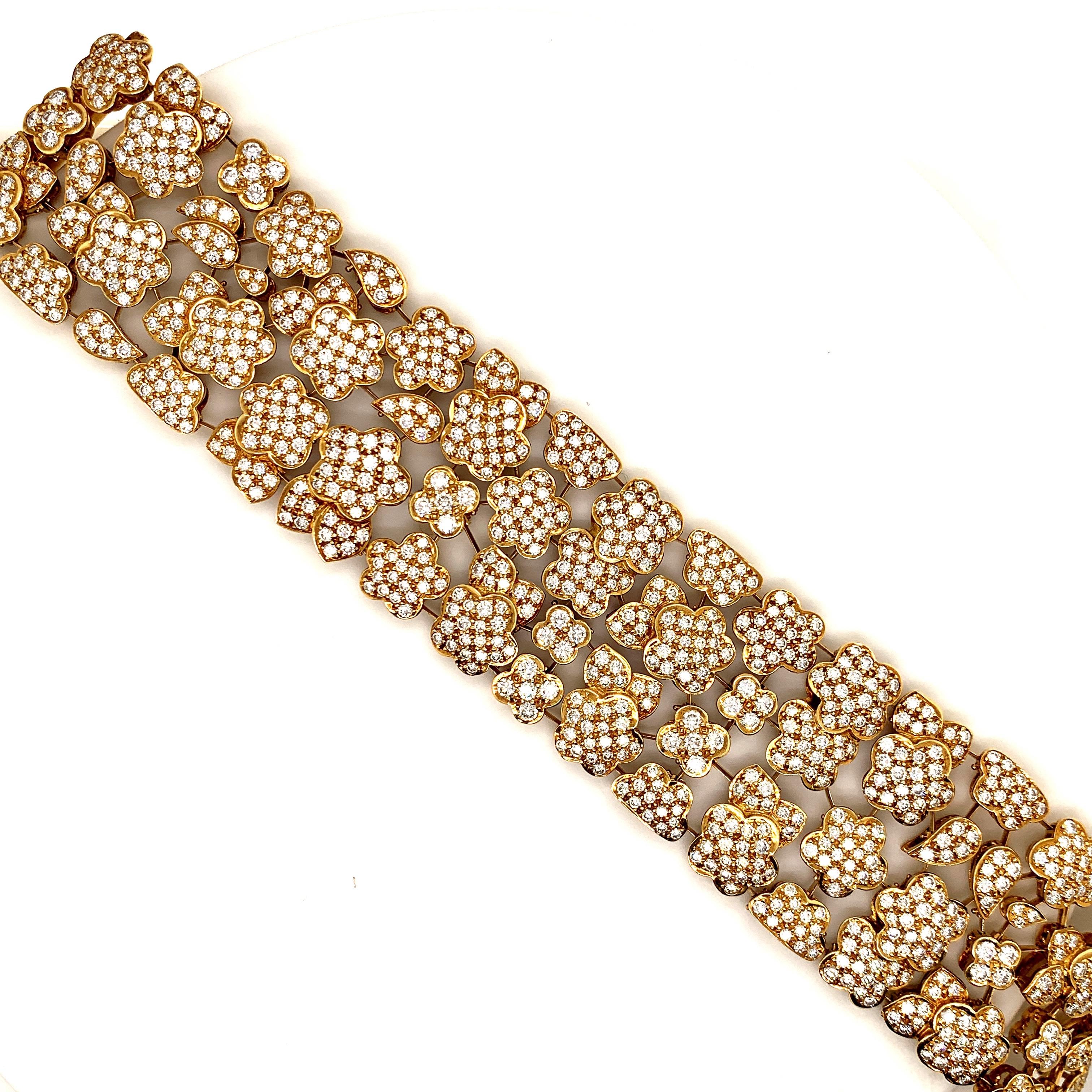 Van Cleef and Arpels 
Diamond and Gold Bracelet.
This very rare VCA bracelet is in remarkably pristine condition. .
Showing off the stunning artistry of the master jewelers craft as only Van Cleef can do .
Elegance with a flourish .
Encompassing