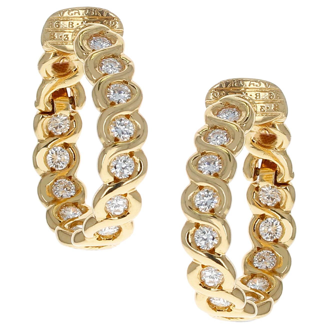 VAN CLEEF and ARPELS VCA Large Hoop Yellow Gold Earrings at 1stDibs
