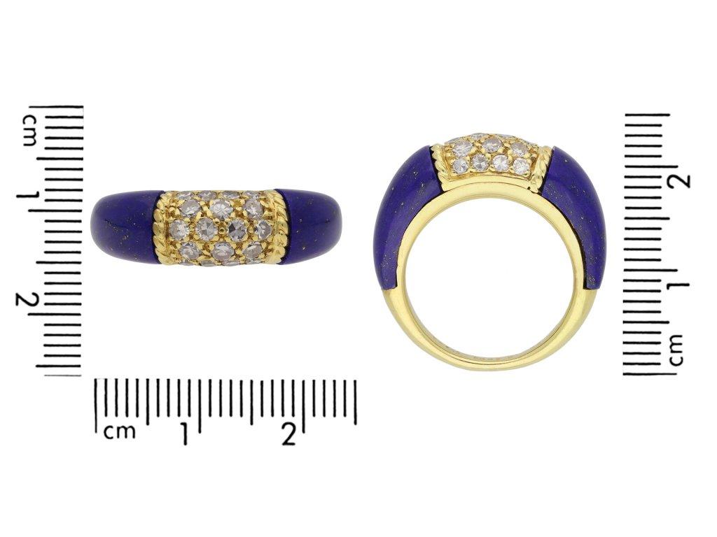 Round Cut Van Cleef & Arpels Diamond and Lapis Lazuli 'Philippine' Ring, French, C. 1970 For Sale