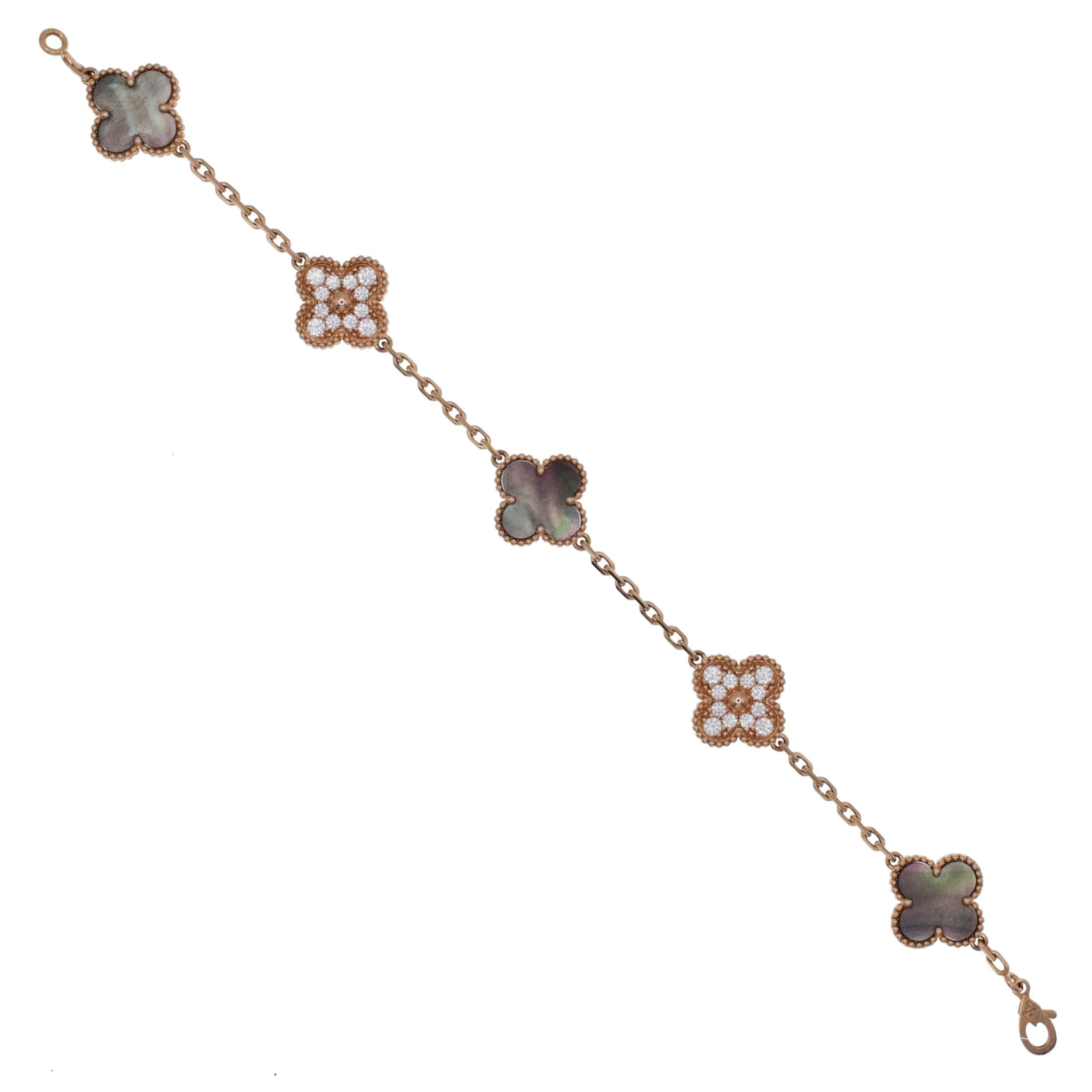 Artist Van Cleef & Arpels Diamond and  MOP Vintage Alhambra bracelet