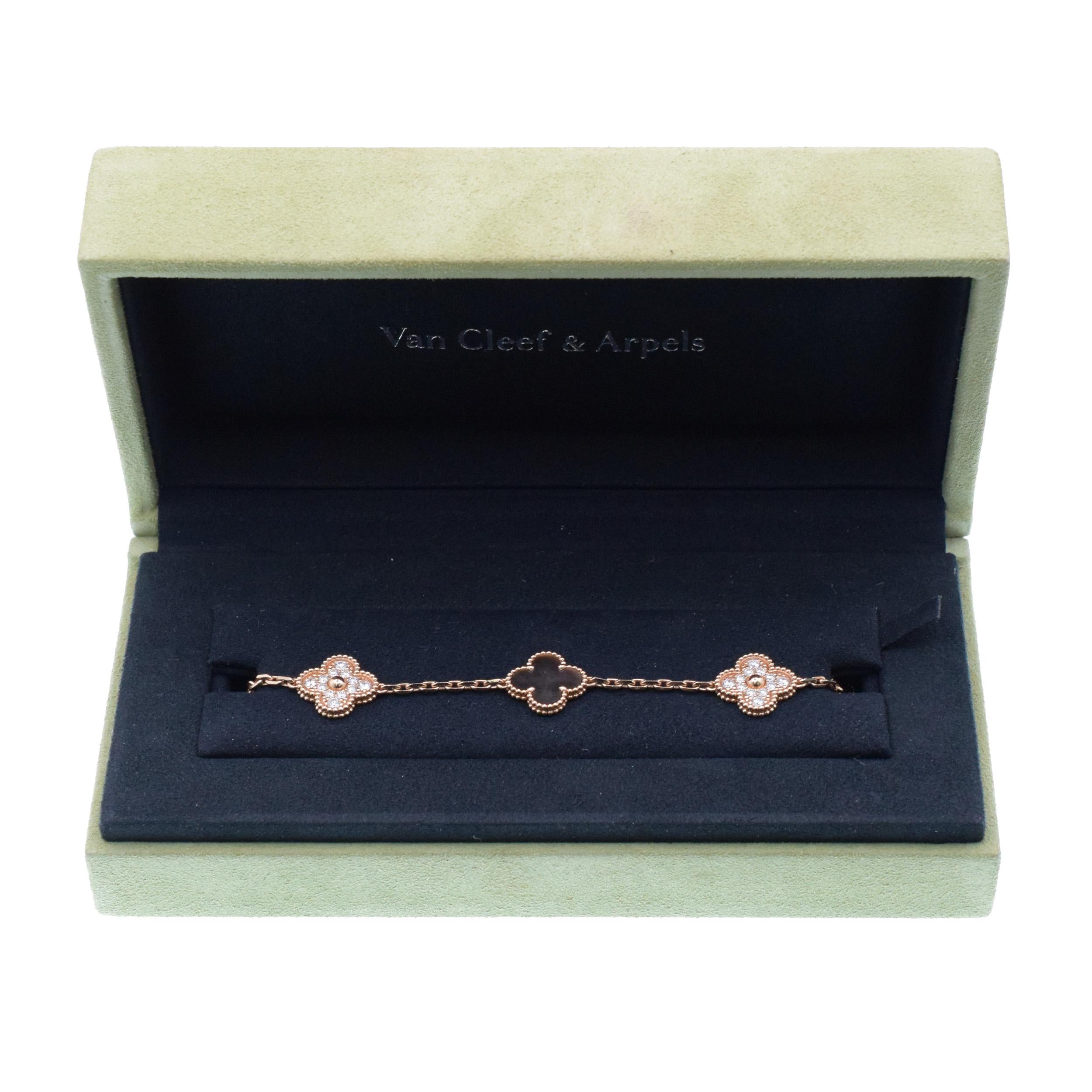 Van Cleef & Arpels Diamond and  MOP Vintage Alhambra bracelet In Excellent Condition In New York, NY
