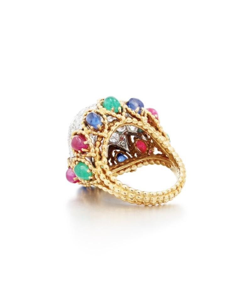 Taille cabochon Van Cleef & Arpels Bague à diamants et pierres précieuses multiples en vente