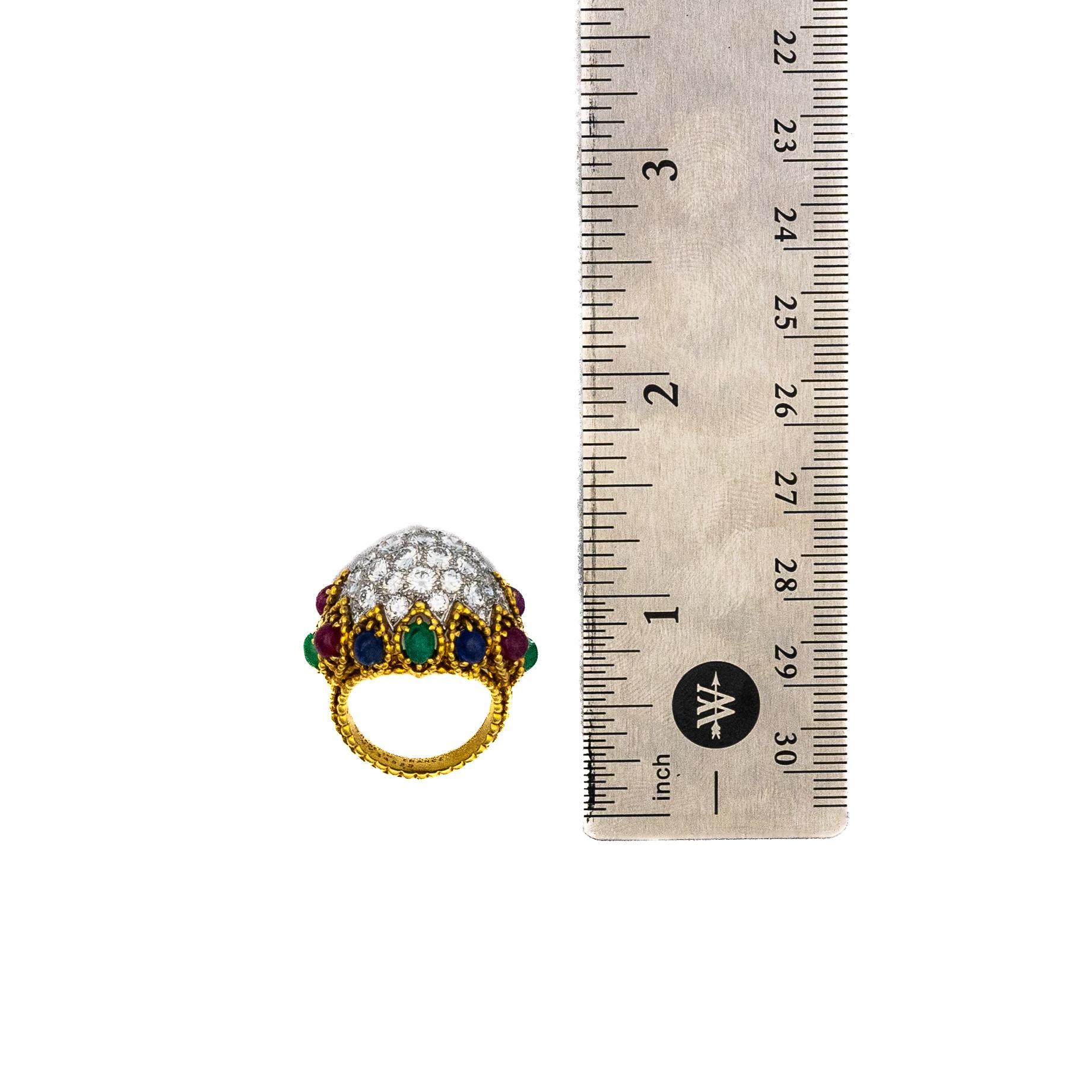 Van Cleef & Arpels Bague à diamants et pierres précieuses multiples Excellent état - En vente à New York, NY
