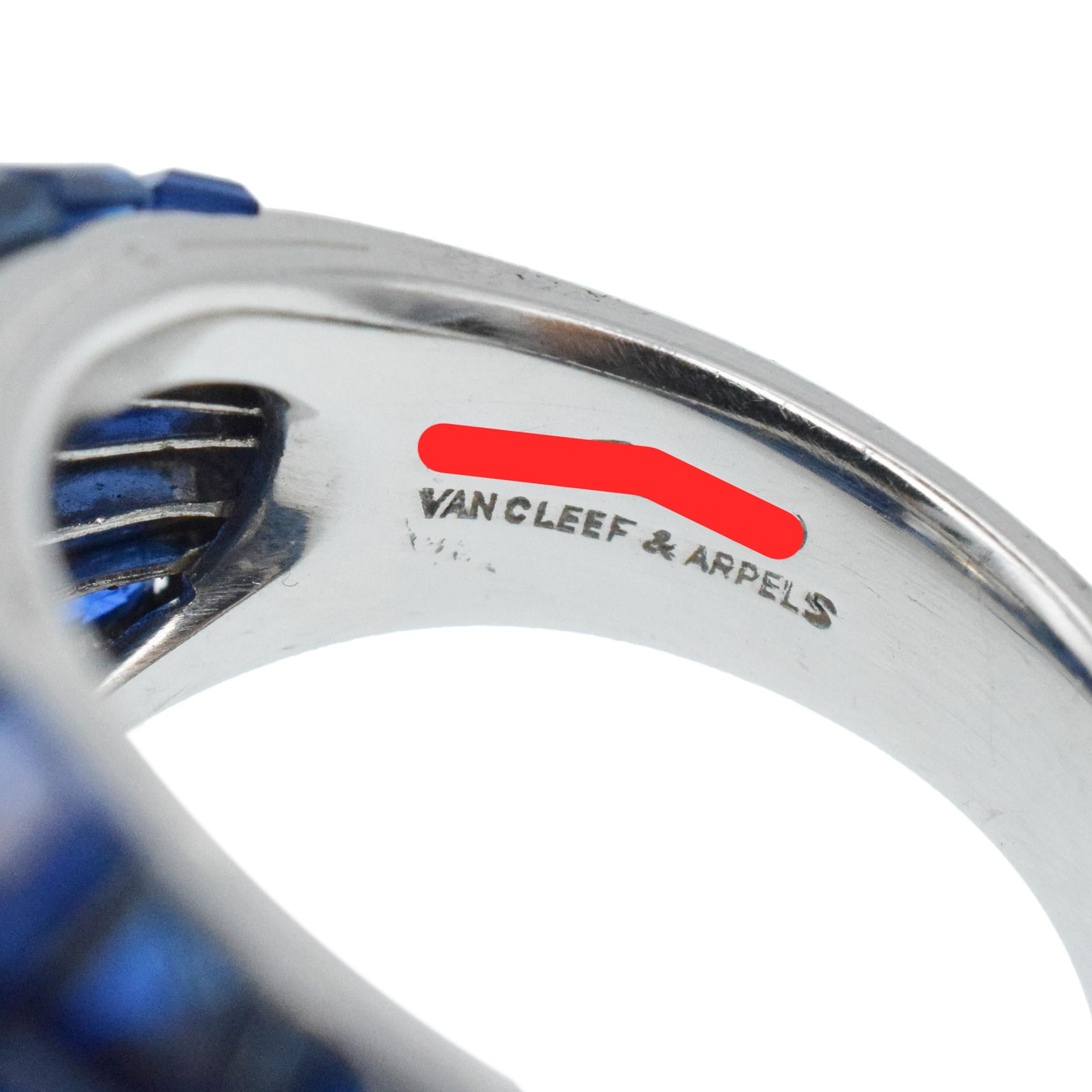 Van Cleef & Arpels Diamond and 'Mystery- Set' Sapphire Ring of Bombé Design For Sale 4