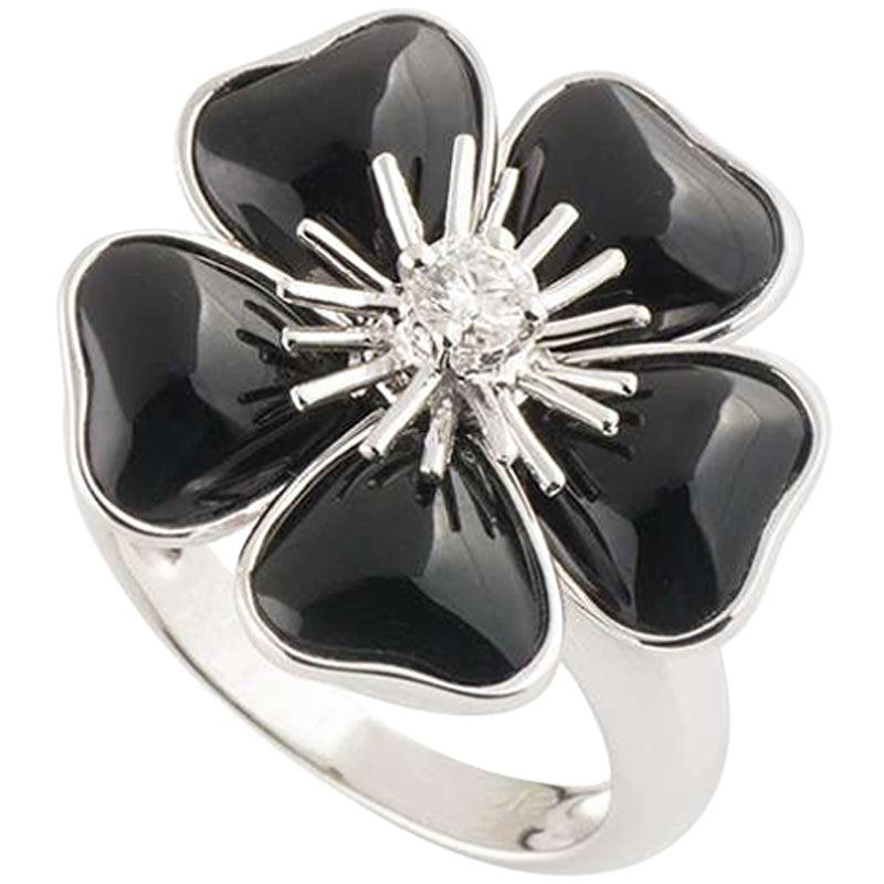 Van Cleef & Arpels Diamond and Onyx Nerval Flower Ring