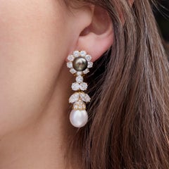 Van Cleef & Arpels Diamond and Pearl Clip Earrings