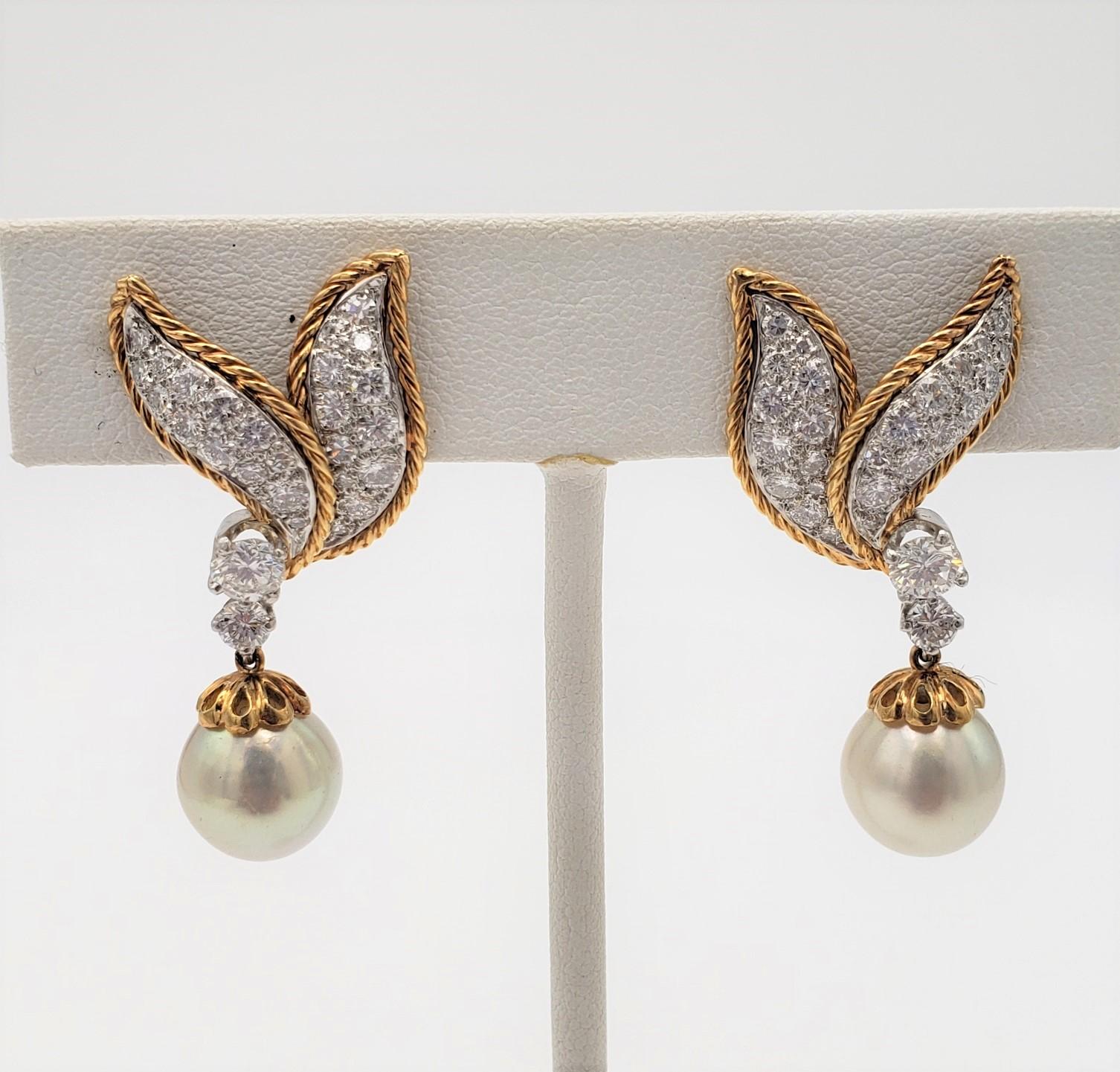 Women's Van Cleef & Arpels Diamond and Pearl Earclips