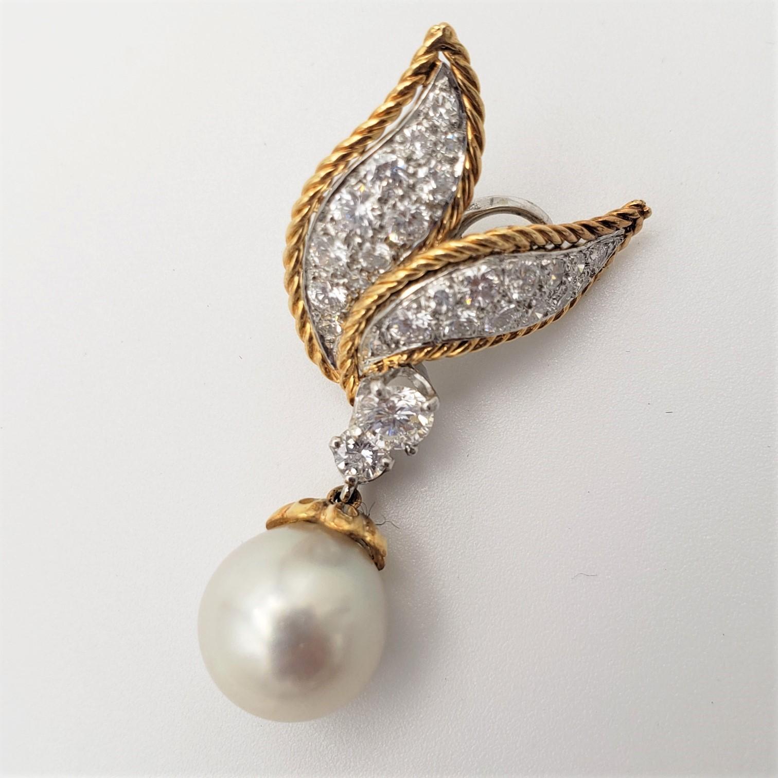 Van Cleef & Arpels Diamond and Pearl Earclips 1