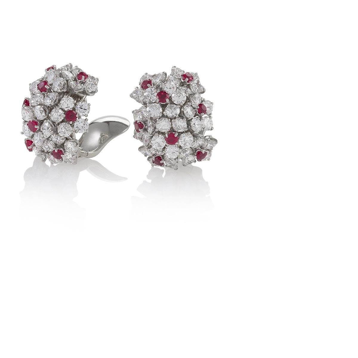 Van Cleef & Arpels Diamond and Ruby Earrings In Excellent Condition In New York, NY