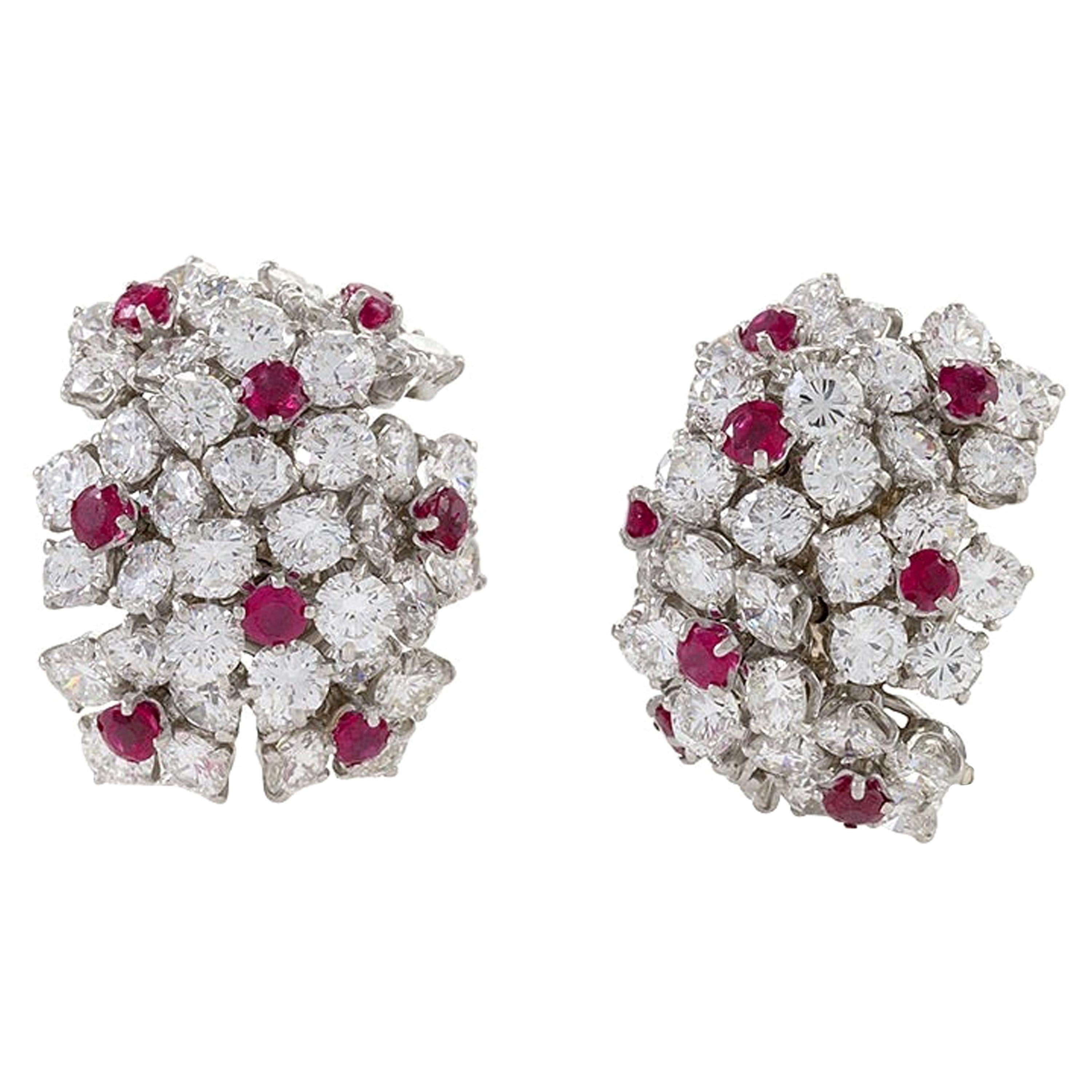 Van Cleef & Arpels Diamond and Ruby Earrings