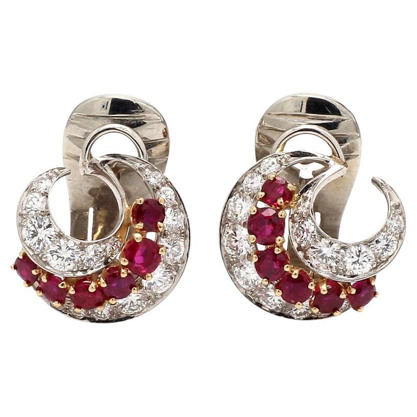 Van Cleef & Arpels Diamond and Ruby Earrings